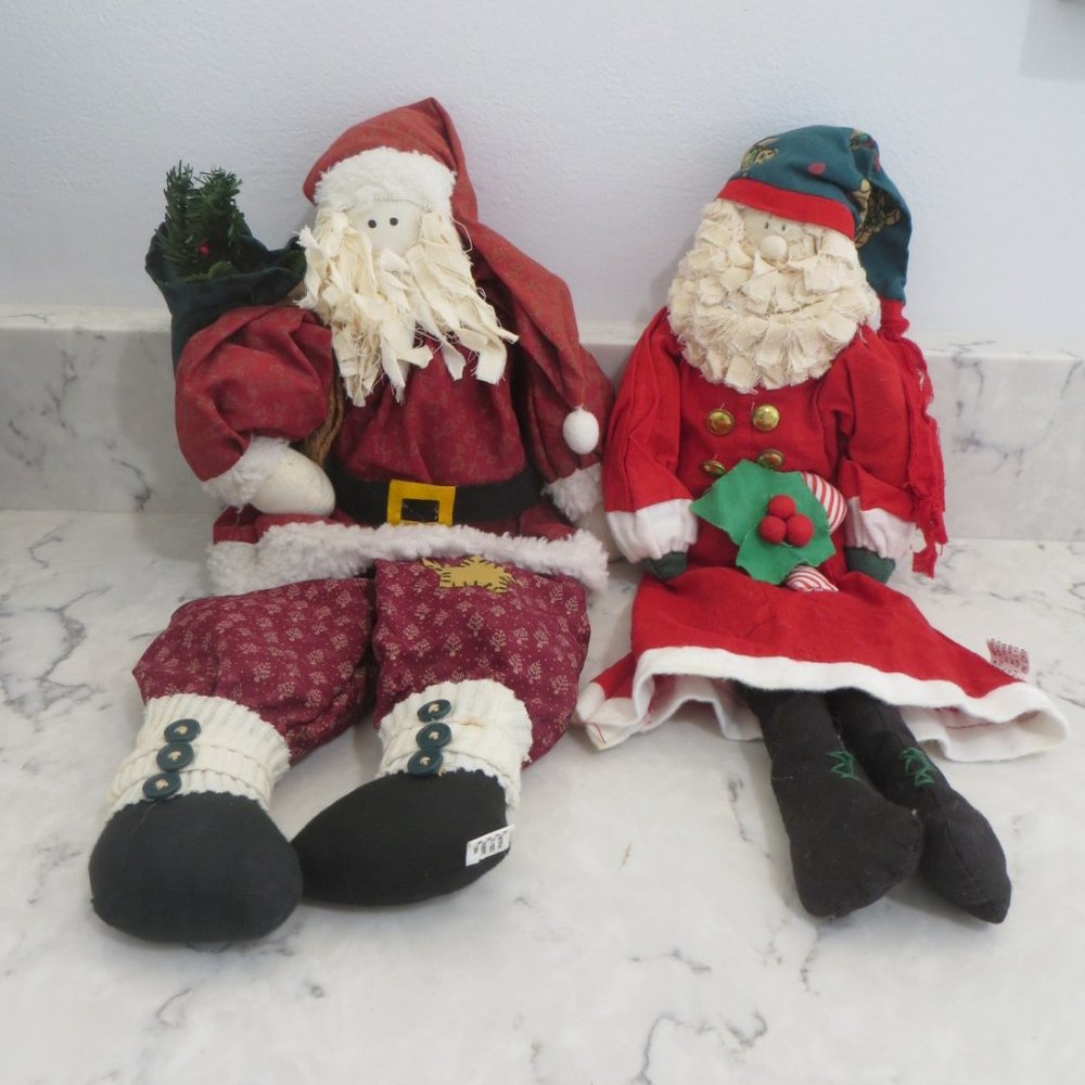 SITTING SANTA'S CLOTH DOLLS SET OF (2)
